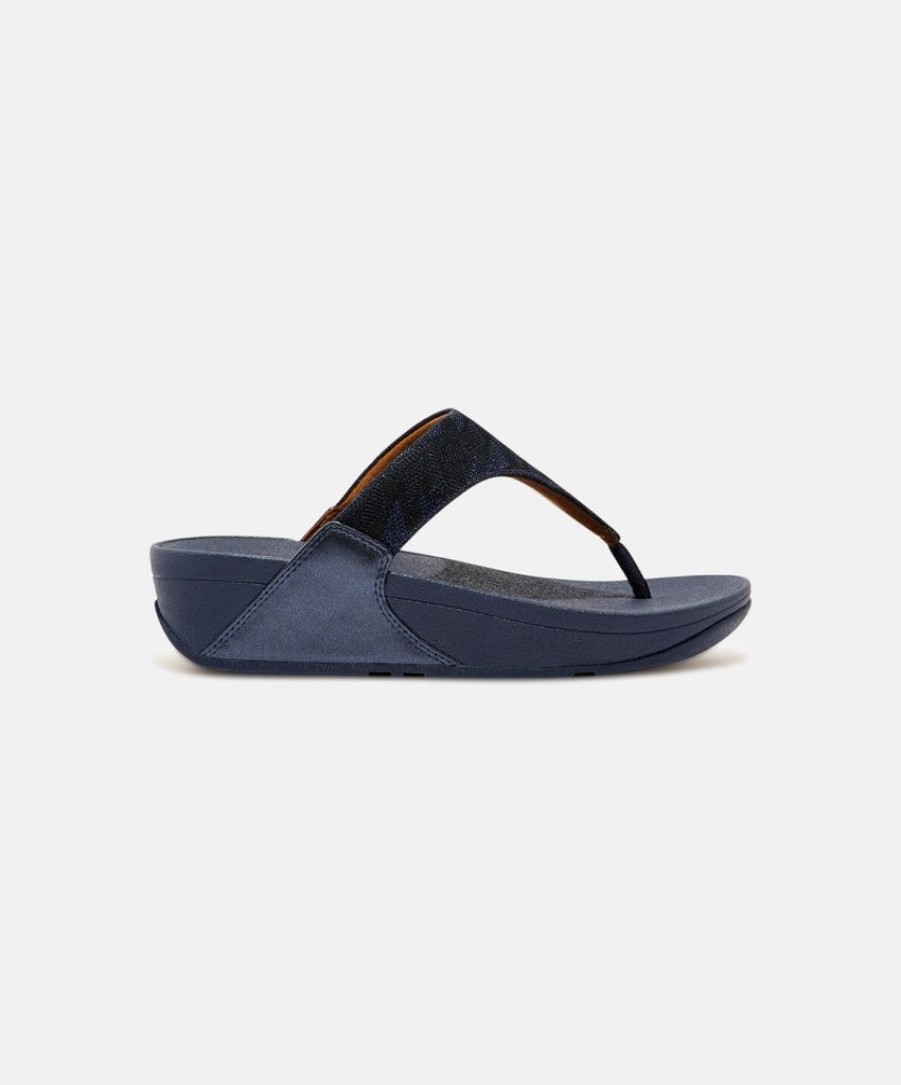 Women FitFlop Toe Post Sandals | Fitflop Lulu Glitz Toe Post Sandals Navy