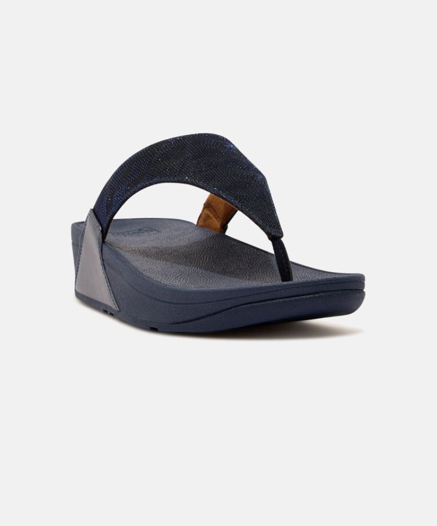 Women FitFlop Toe Post Sandals | Fitflop Lulu Glitz Toe Post Sandals Navy