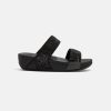 Women FitFlop Two Strap Sandals | Fitflop Lulu Glitter Slides Black