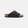 Men Birkenstock Slides | Birkenstock Zurich Leather Sfb Sandals Mocca