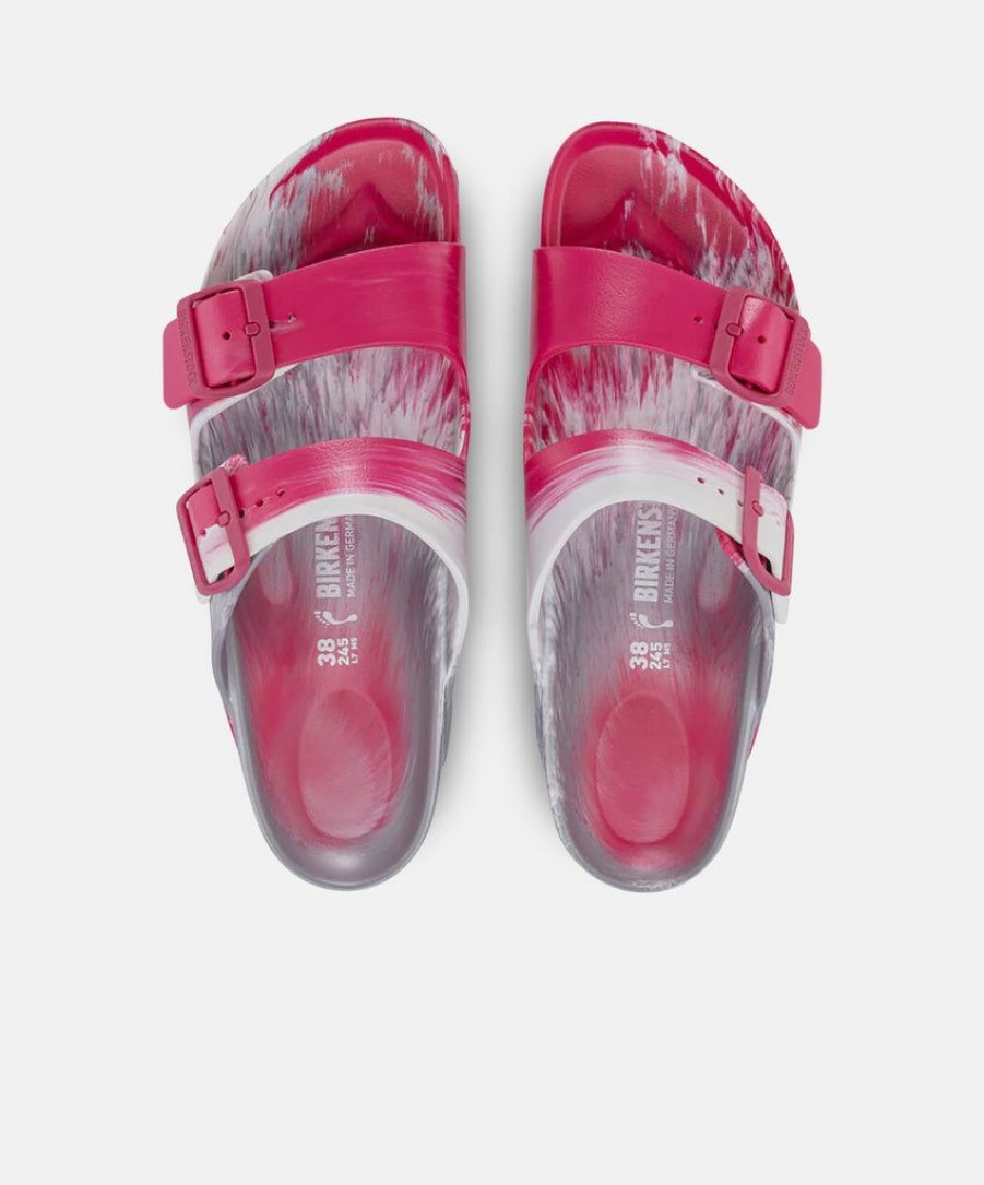 Men Birkenstock Two Strap Sandals | Birkenstock Arizona Eva Multi Beetroot Purple/Silver/White Sandals