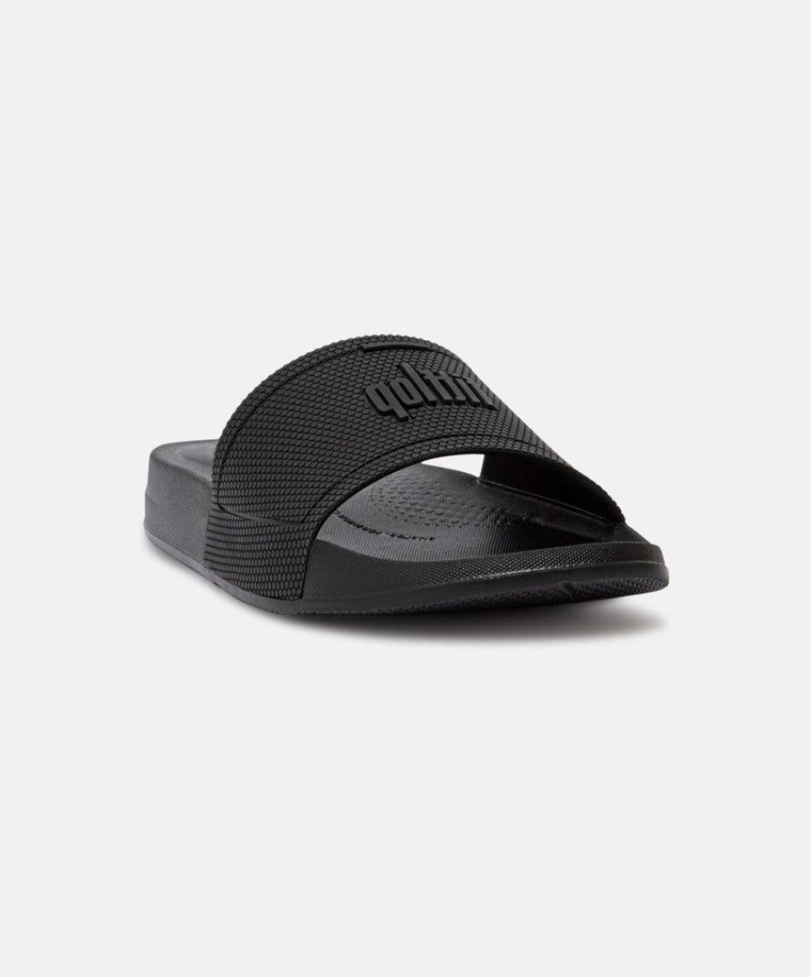 Men FitFlop Slides | Fitflop Iqushion All Black Mens Slides