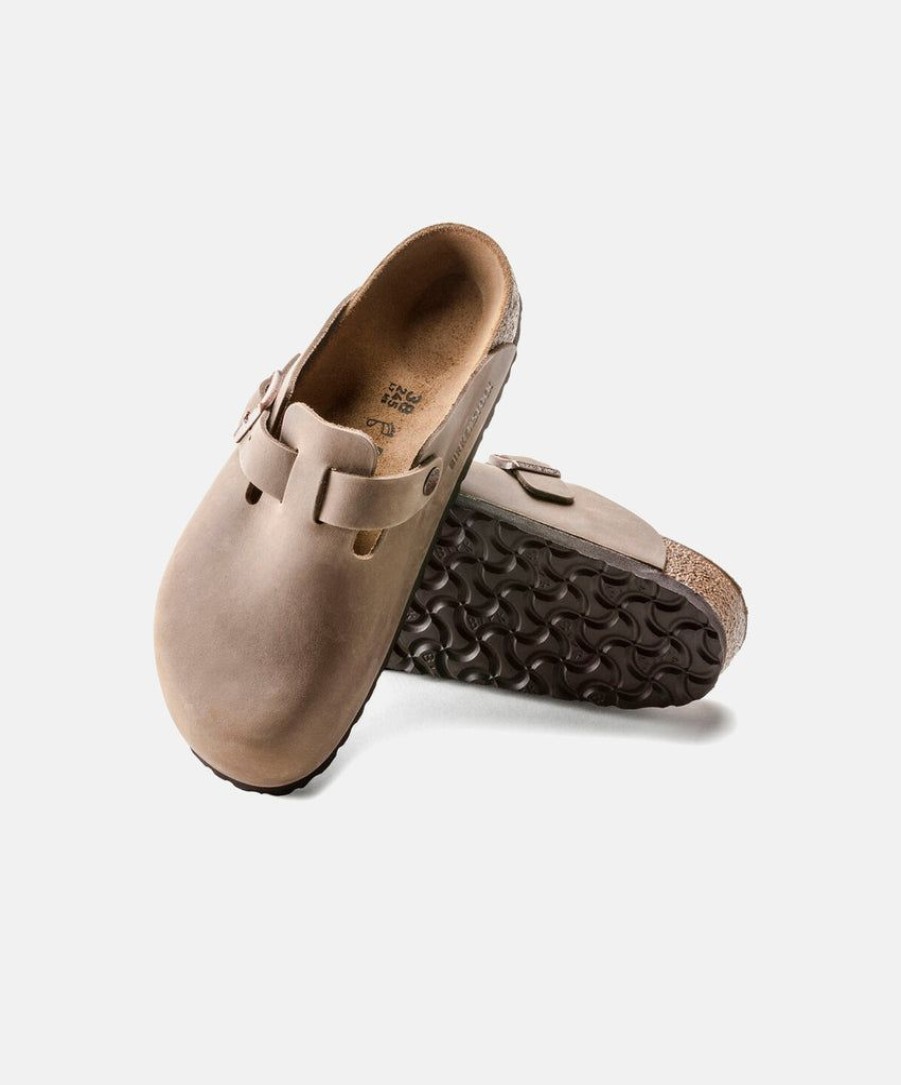 Women Birkenstock Clogs | Birkenstock Boston Oiled Leather Tobacco Brown Clogs