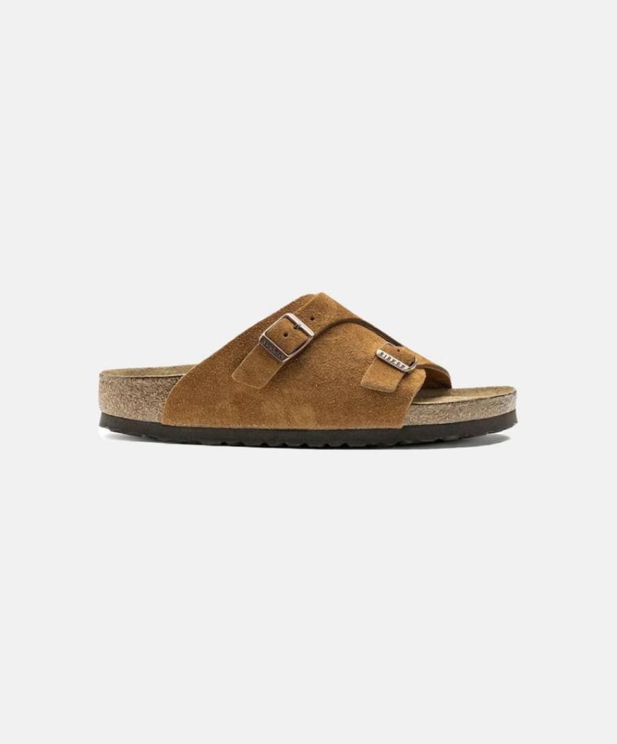 Men Birkenstock Slides | Birkenstock Zurich Leather Sfb Sandals Orange