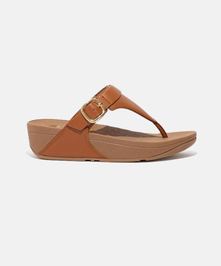 Women FitFlop Toe Post Sandals | Fitflop Lulu Adjustable Leather Toe Post Sandals Tan