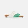 Men Birkenstock Slides | Birkenstock Arizona Split Birko-Flor White/Bold Jade Sandals