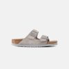 Women Birkenstock Two Strap Sandals | Birkenstock Arizona Suede Leather Stone Coin (Light Sole) Soft Footbed Sandals