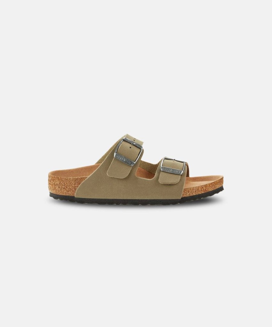 Kids Birkenstock | Birkenstock Kids Arizona Birkibuc Earthy Faded Khaki Vegan Sandals