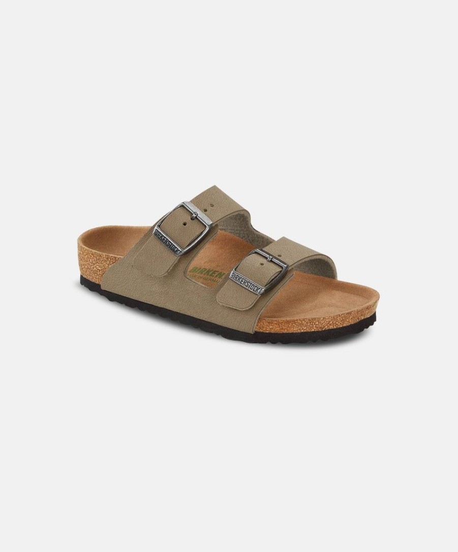 Kids Birkenstock | Birkenstock Kids Arizona Birkibuc Earthy Faded Khaki Vegan Sandals