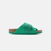 Women Birkenstock Leather Sandals | Birkenstock Kyoto Suede Leather Bold Green Sandals