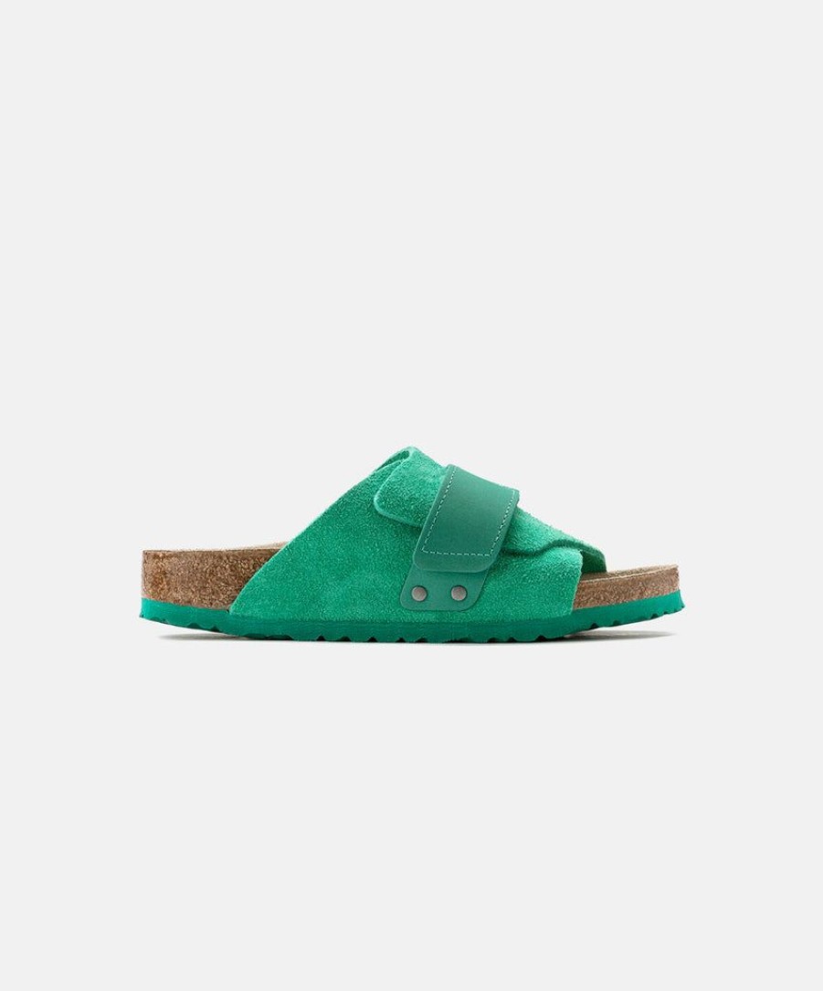 Women Birkenstock Leather Sandals | Birkenstock Kyoto Suede Leather Bold Green Sandals