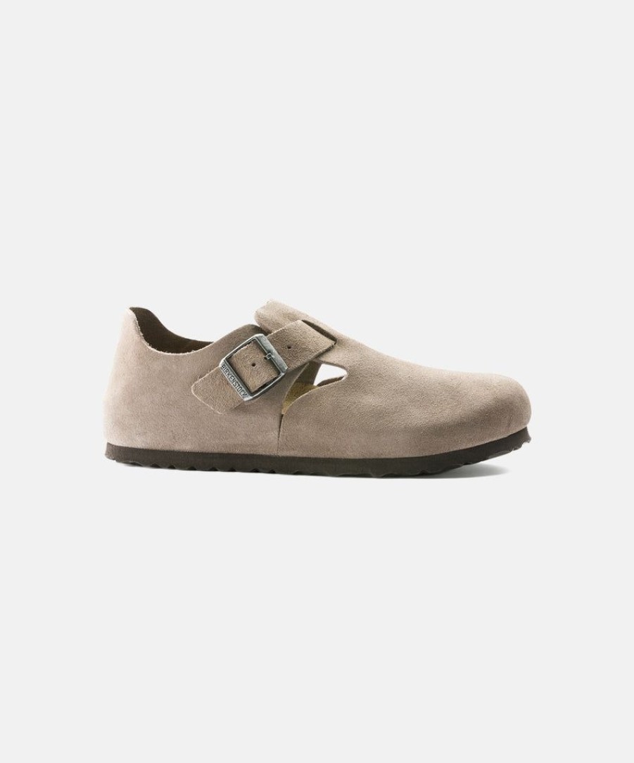 Women Birkenstock Clogs | Birkenstock London Suede Leather Taupe Shoes