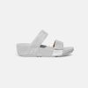 Women FitFlop Two Strap Sandals | Fitflop Lulu Glitz Slides Silver