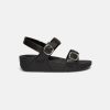 Women FitFlop Two Strap Sandals | Fitflop Lulu Adjustable Leather Back-Strap Sandals Black