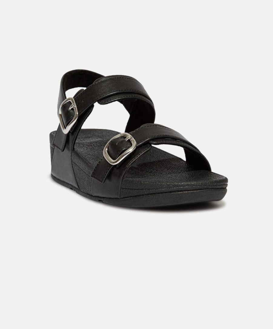 Women FitFlop Two Strap Sandals | Fitflop Lulu Adjustable Leather Back-Strap Sandals Black