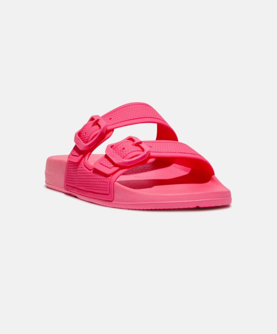 Women FitFlop Slides | Fitflop Iqushion Two Bar Buckle Pink Slides