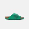 Men Birkenstock Leather Sandals | Birkenstock Kyoto Suede Leather Bold Green Sandals