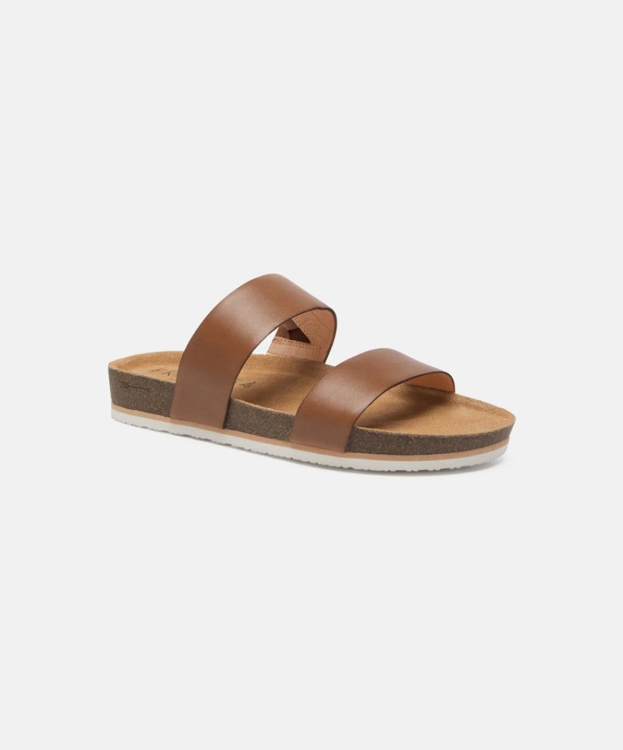 Women Frankie4 Two Strap Sandals | Frankie4 Maria Cognac Slides