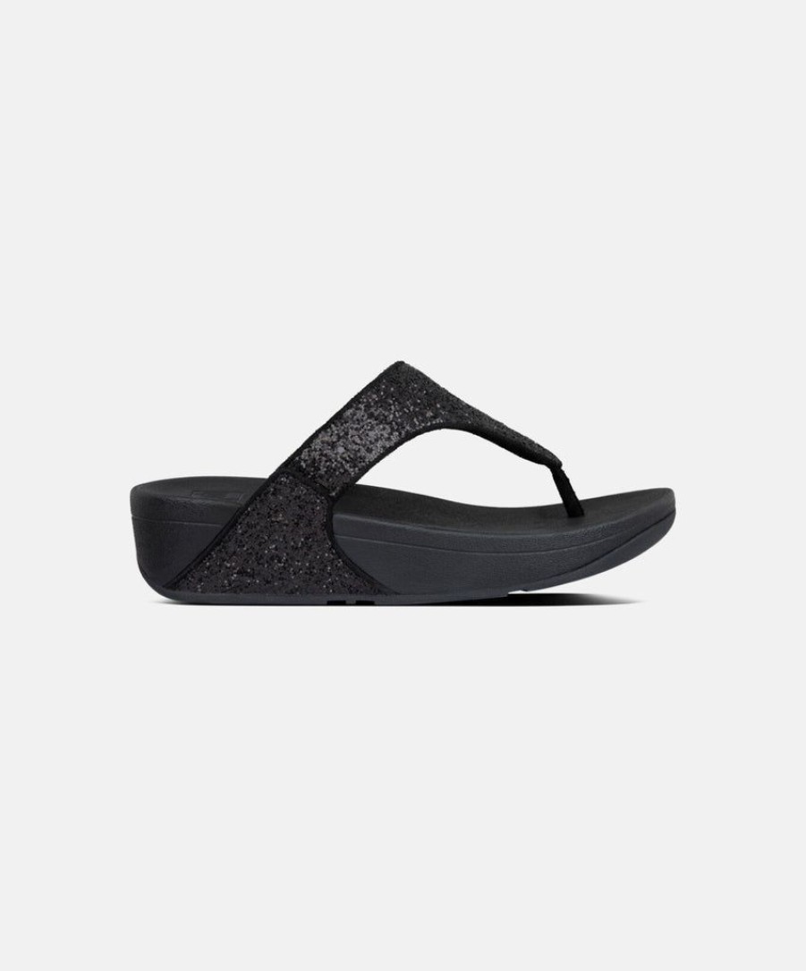 Women FitFlop Thongs | Fitflop Lulu Glitter Toe Post Sandals Black