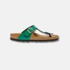 Women Bstore Toe Post Sandals | Birkenstock Gizeh Birko-Flor Digital Green Patent Sandals