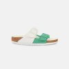 Women Birkenstock Slides | Birkenstock Arizona Split Birko-Flor White/Bold Jade Sandals