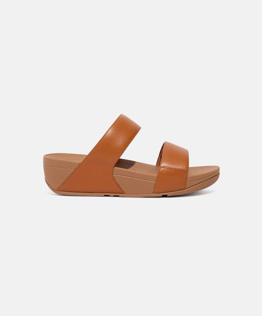 Women FitFlop Slides | Fitflop Lulu Leather Slides Brown