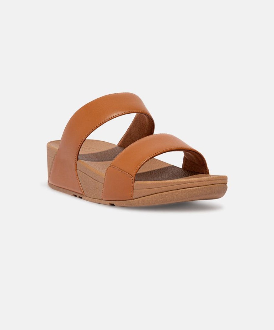 Women FitFlop Slides | Fitflop Lulu Leather Slides Brown