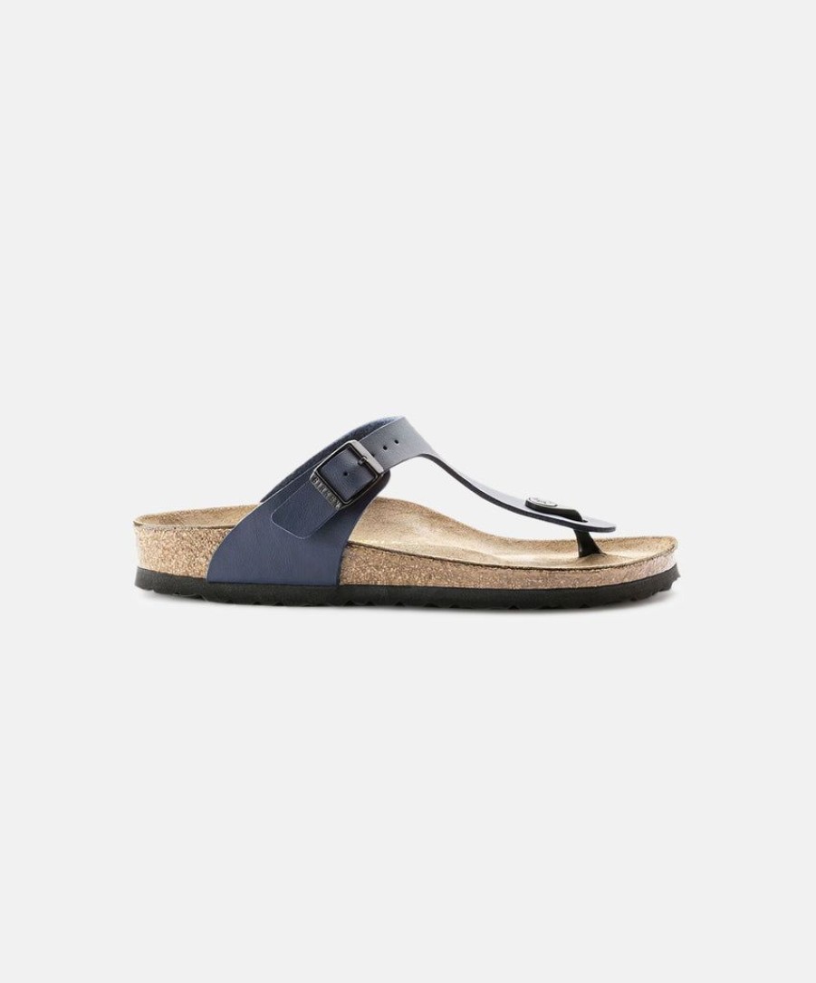 Women Birkenstock Toe Post Sandals | Birkenstock Gizeh Birko-Flor Blue Sandals