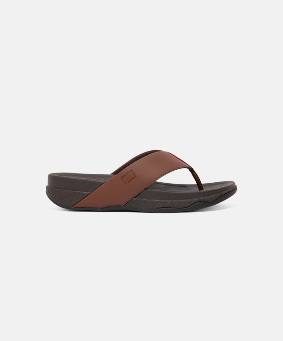 Men FitFlop Toe Post Sandals | Fitflop Surfer Toe Post Mens Sandals Brown