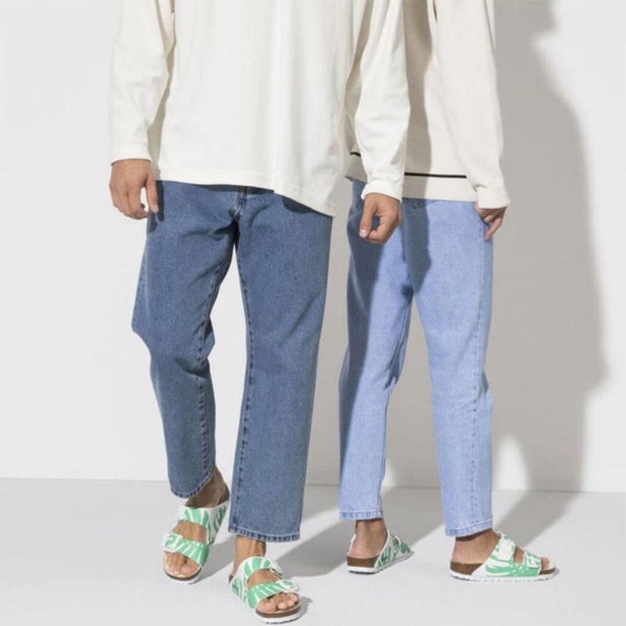 Men Birkenstock Two Strap Sandals | Birkenstock Arizona Monstera Birko-Flor White/Bold Jade Sandals