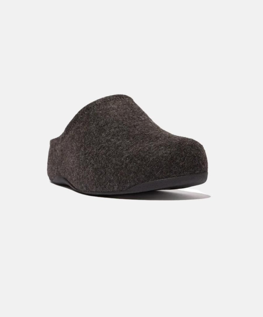 Women FitFlop Clogs | Fitflop Shuv E01 Cushy Felt Clog Slippers Black