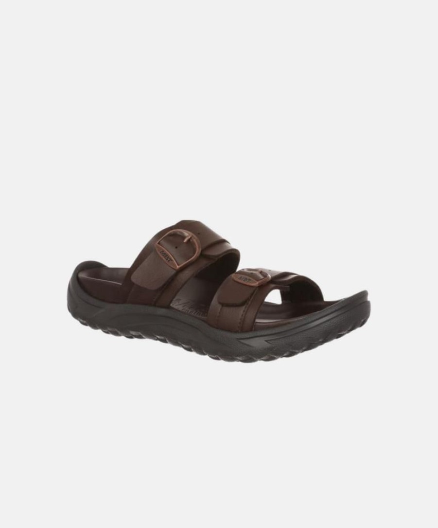 Women Bstore Leather Sandals | Mbt Fuji Ii Dark Brown Womens Recovery Sandals Dark Brown