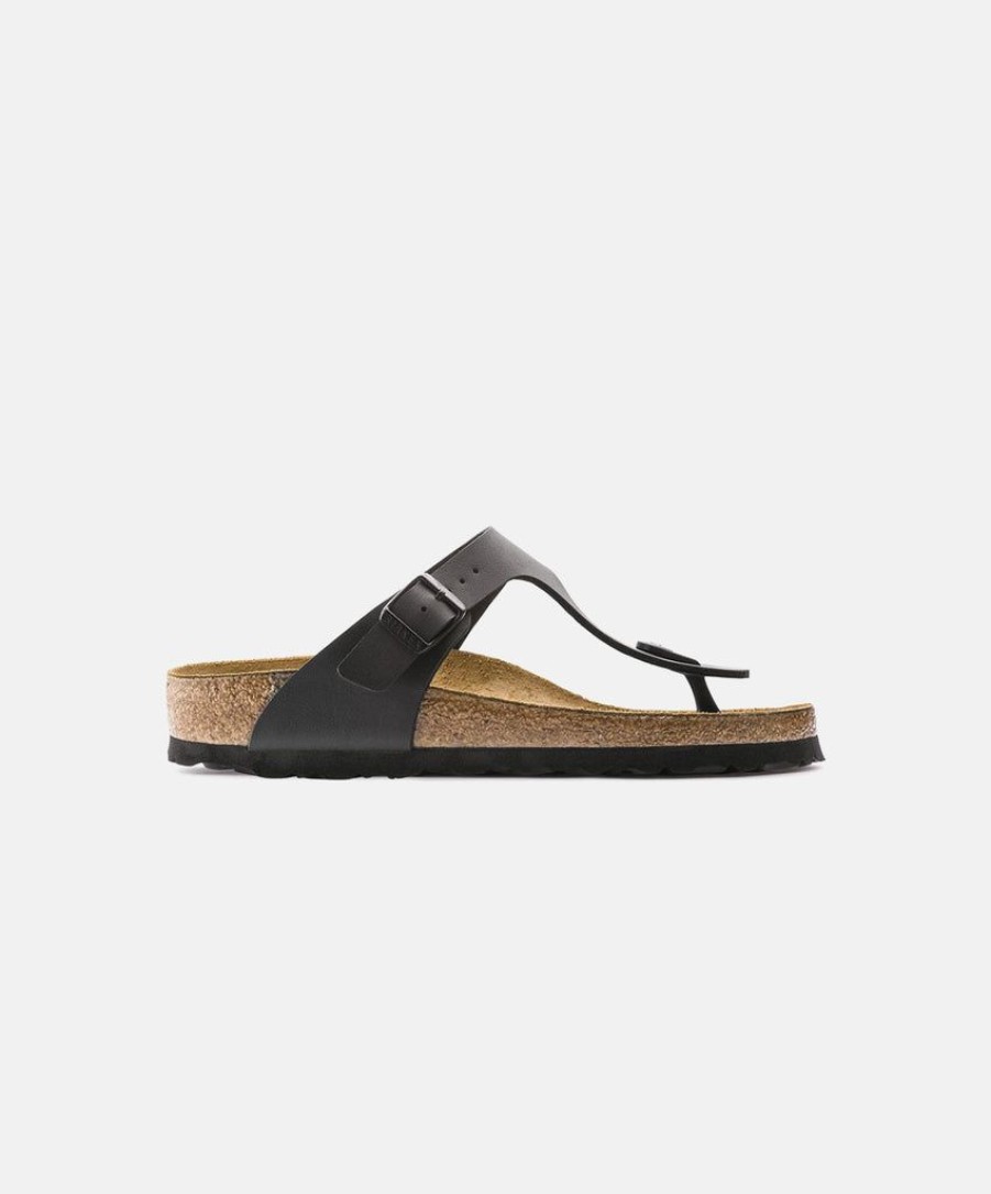 Men Birkenstock Toe Post Sandals | Birkenstock Gizeh Birko-Flor Black Sandals