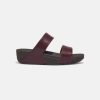 Women FitFlop Two Strap Sandals | Fitflop Lulu Adjustable Leather Slides Plum