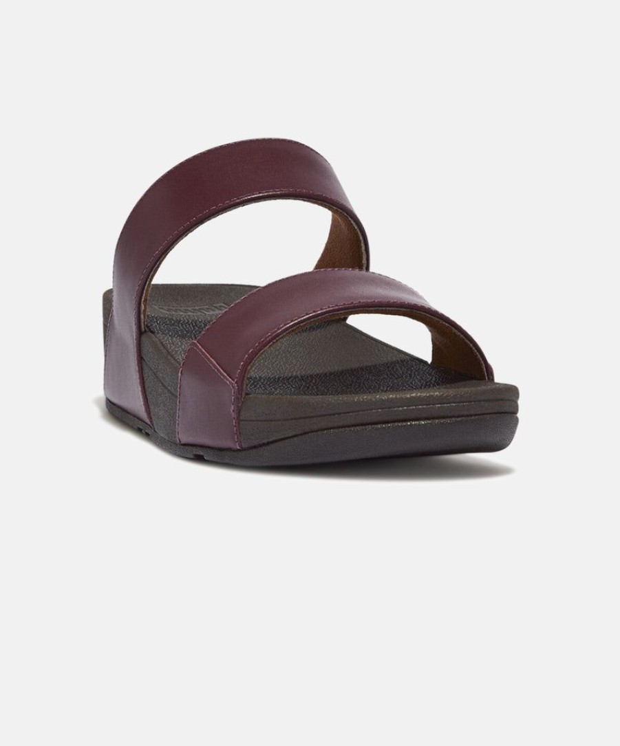 Women FitFlop Two Strap Sandals | Fitflop Lulu Adjustable Leather Slides Plum