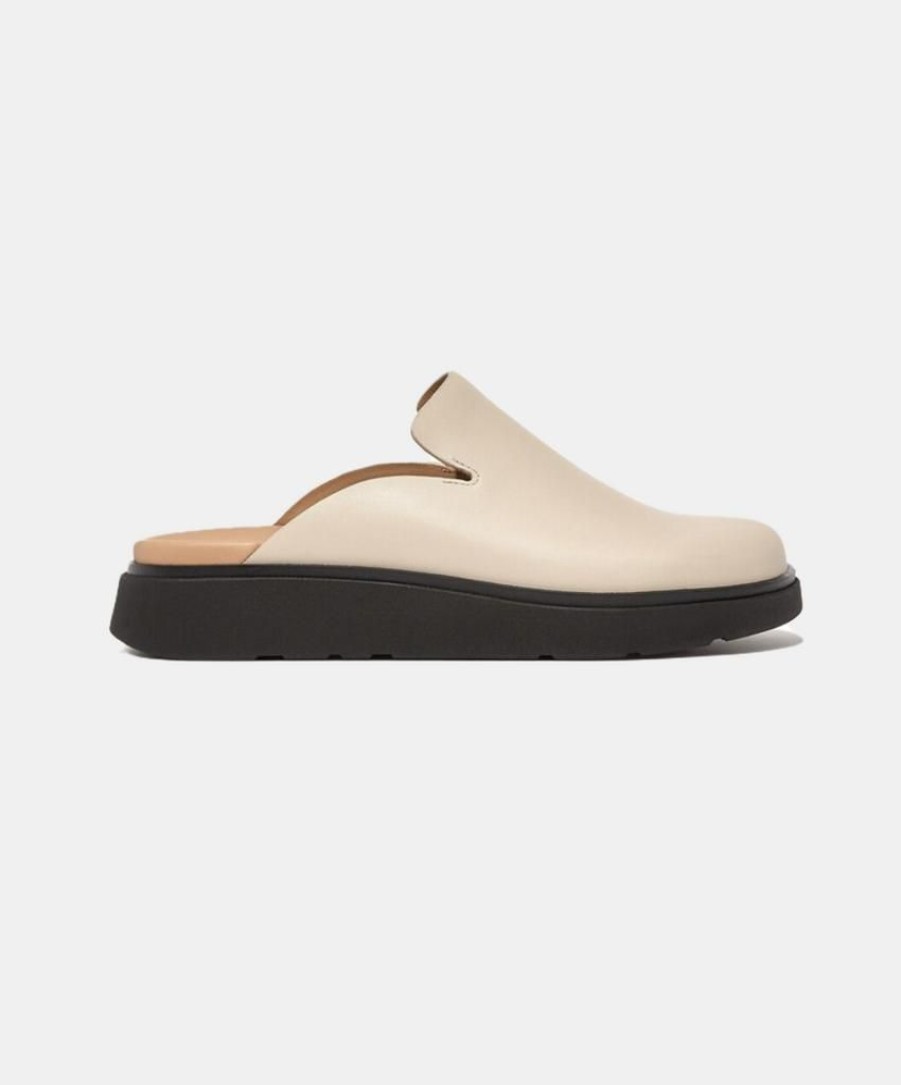 Women Bstore Clogs | Fitflop Gen-Ff Leather Mules Beige