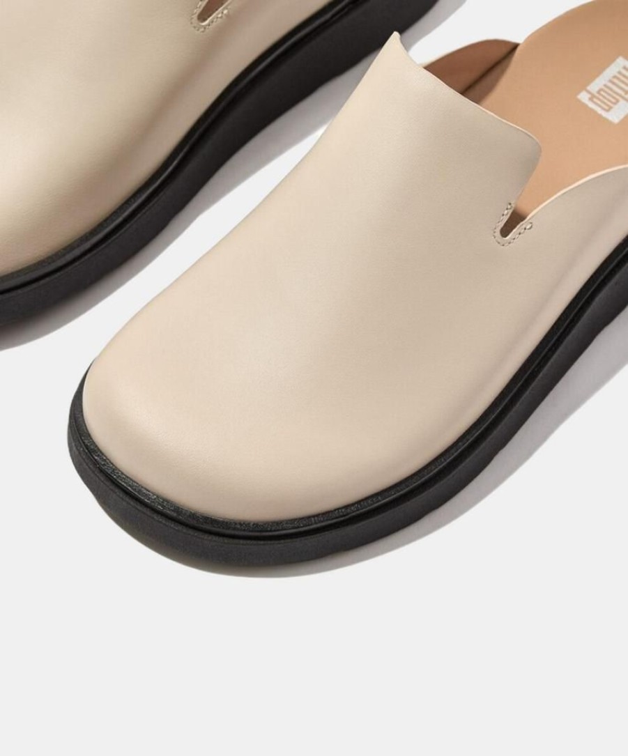 Women Bstore Clogs | Fitflop Gen-Ff Leather Mules Beige