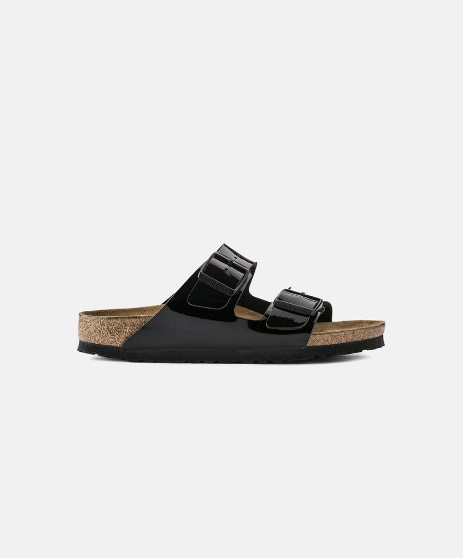 Women Birkenstock Two Strap Sandals | Birkenstock Arizona Bf Patent Sandals Black