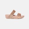 Women FitFlop Slides | Fitflop Lulu Glitter Rose Gold Slides