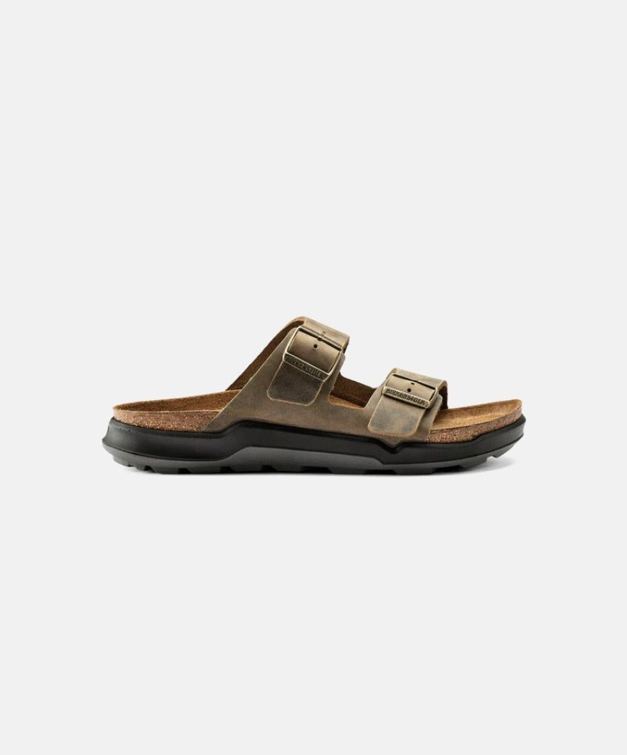 Men Birkenstock Two Strap Sandals | Birkenstock Arizona Cross Town Oiled Sandals Khaki