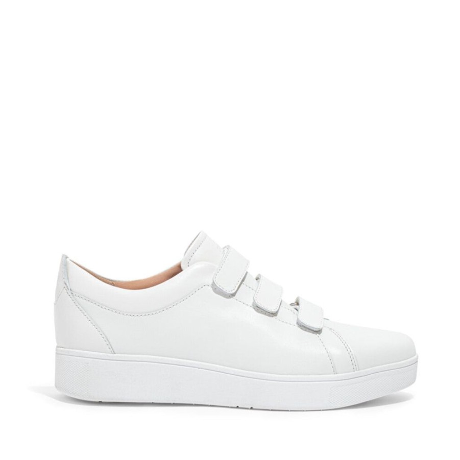 Women FitFlop Leather Sneakers | Fitflop Rally Quick Stick Fastening Leather Sneakers White