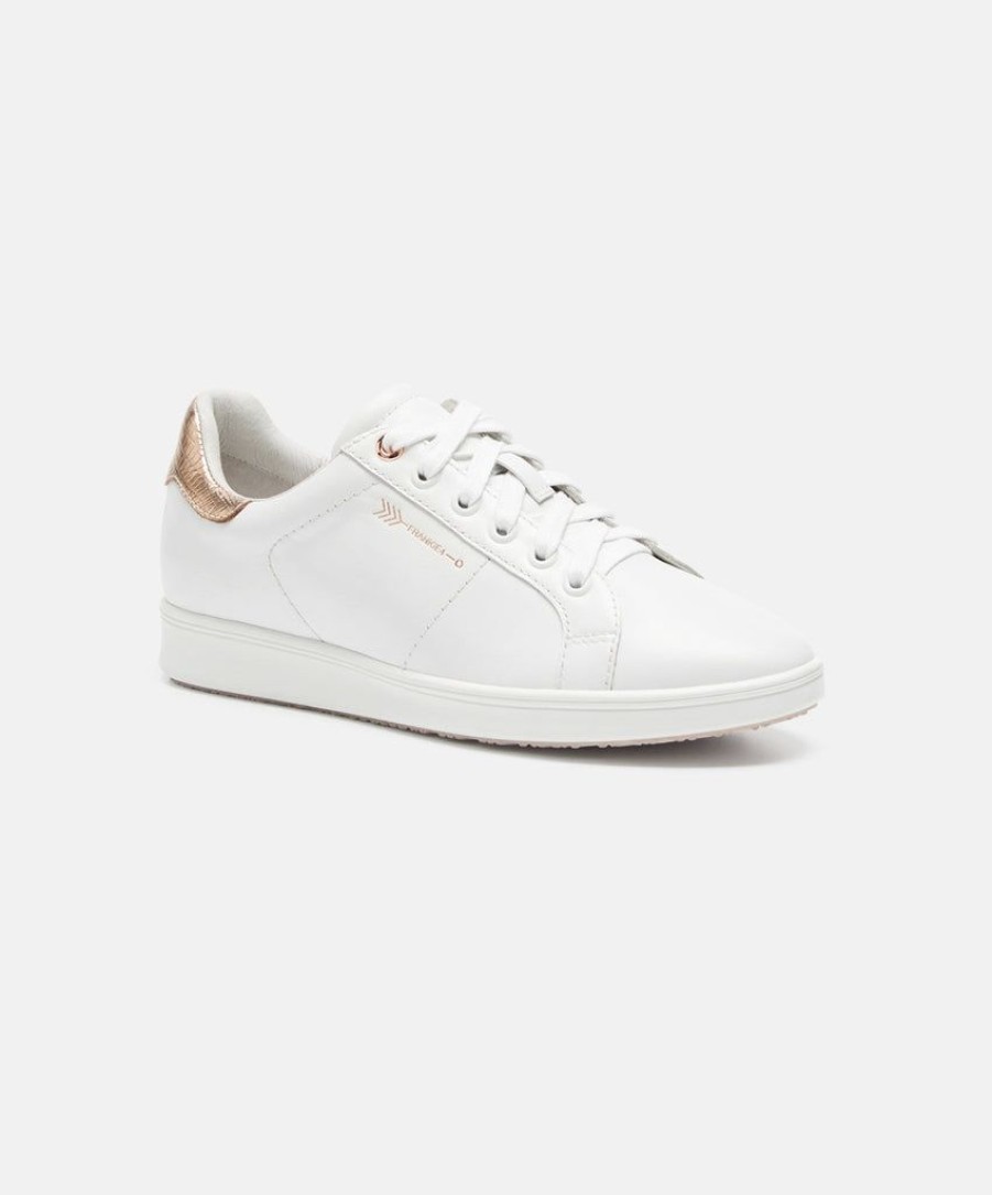 Women Frankie4 Leather Sneakers | Frankie4 Jackie Iii White/Rose Gold Lizard Sneakers