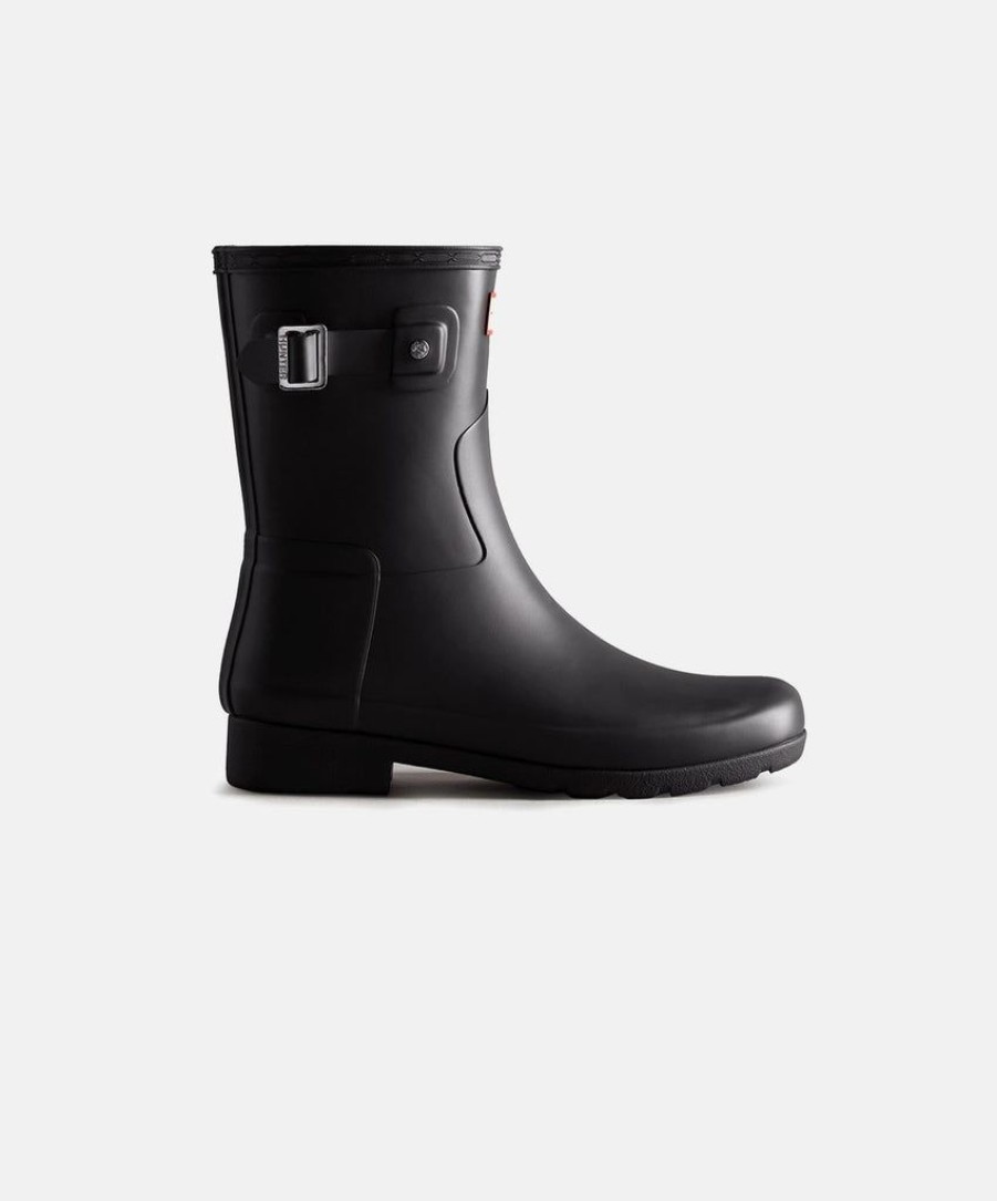 Women Hunter Wellington Boots | Hunter Womens Refined Short Black Boots