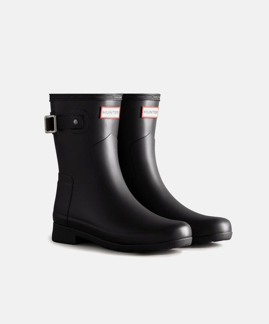 Women Hunter Wellington Boots | Hunter Womens Refined Short Black Boots