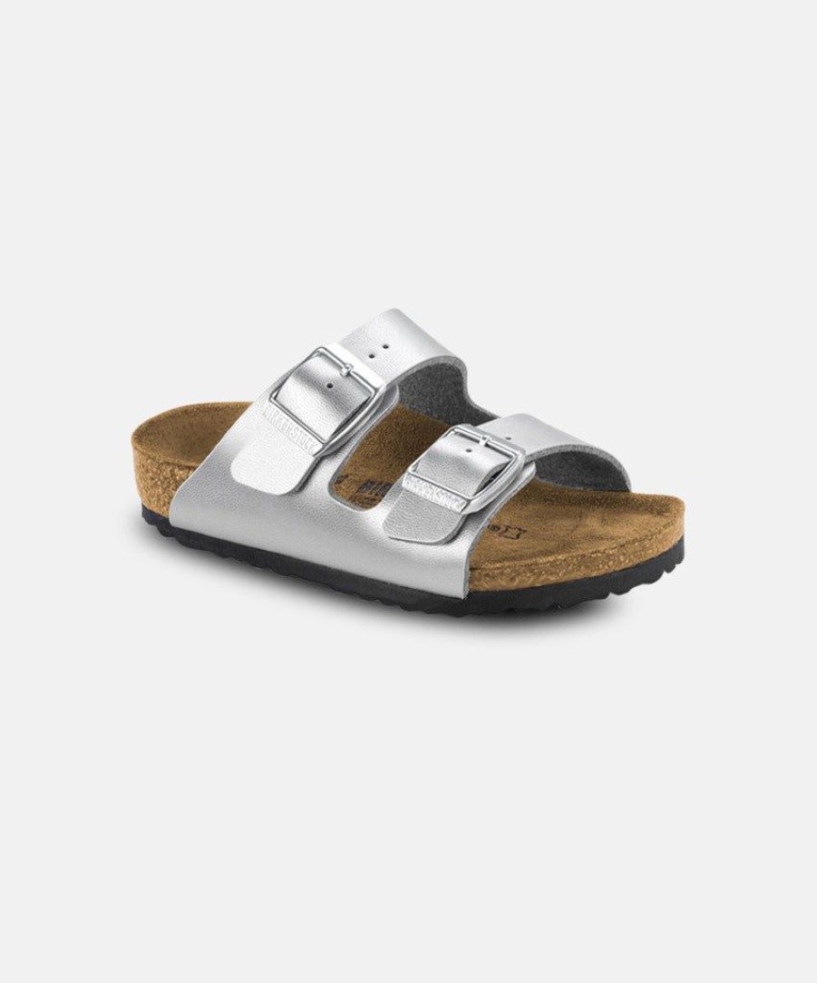 Kids Birkenstock | Birkenstock Kids Arizona Bf Electric Metallic Silver