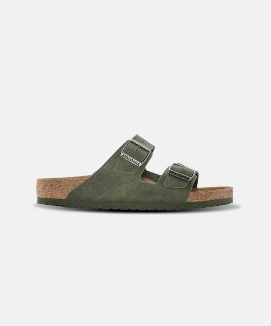 Men Bstore Vegan Sandals | Birkenstock Arizona Birkibuc Desert Dust Thyme Vegan Sandals