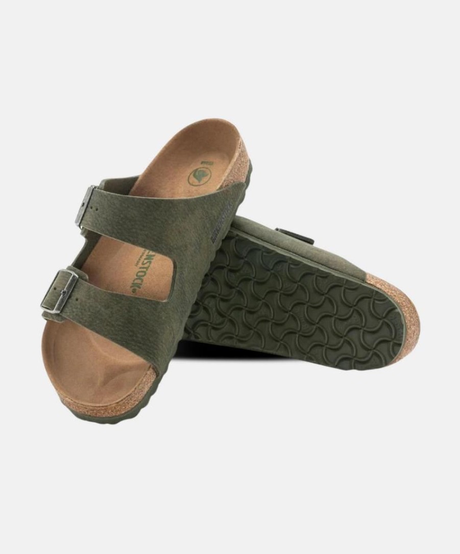 Men Bstore Vegan Sandals | Birkenstock Arizona Birkibuc Desert Dust Thyme Vegan Sandals