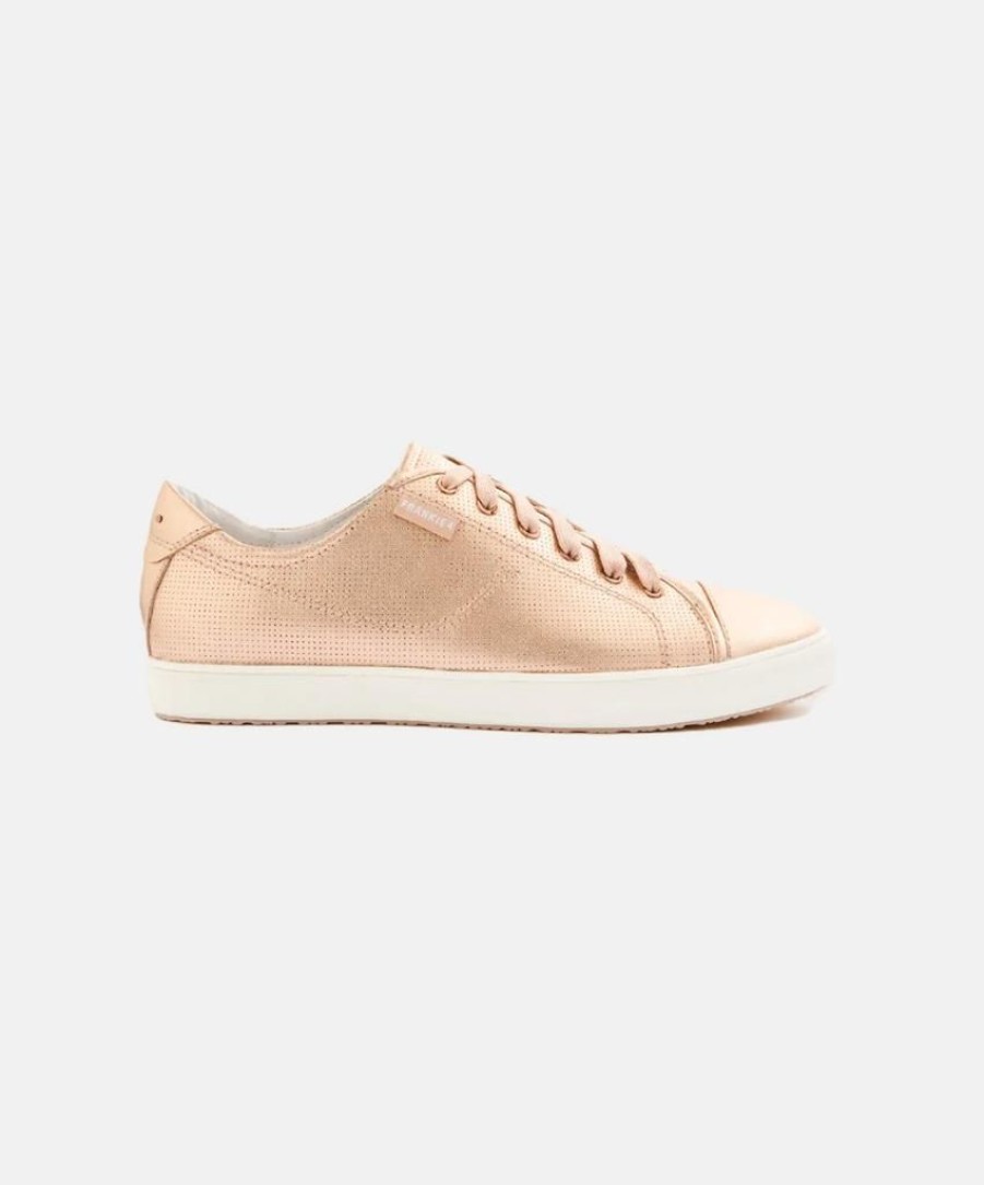 Women Frankie4 Leather Sneakers | Frankie Nat Iii Rose Gold Punched Sneakers