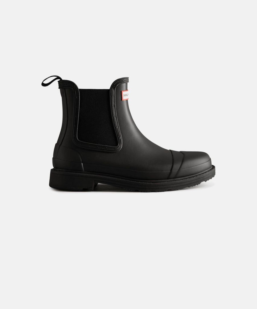 Women Hunter Wellington Boots | Hunter Womens Commando Chelsea Black Boots