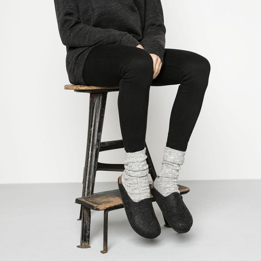 Women Birkenstock Clogs | Birkenstock Amsterdam Felt Anthracite Clogs